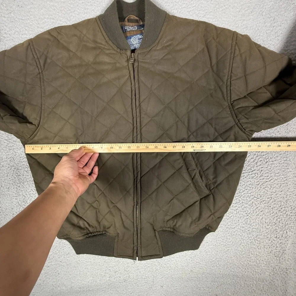 Polo Ralph Lauren Jacket Mens Medium Brown Oilcloth Diamond Quilted Bomber Waxed